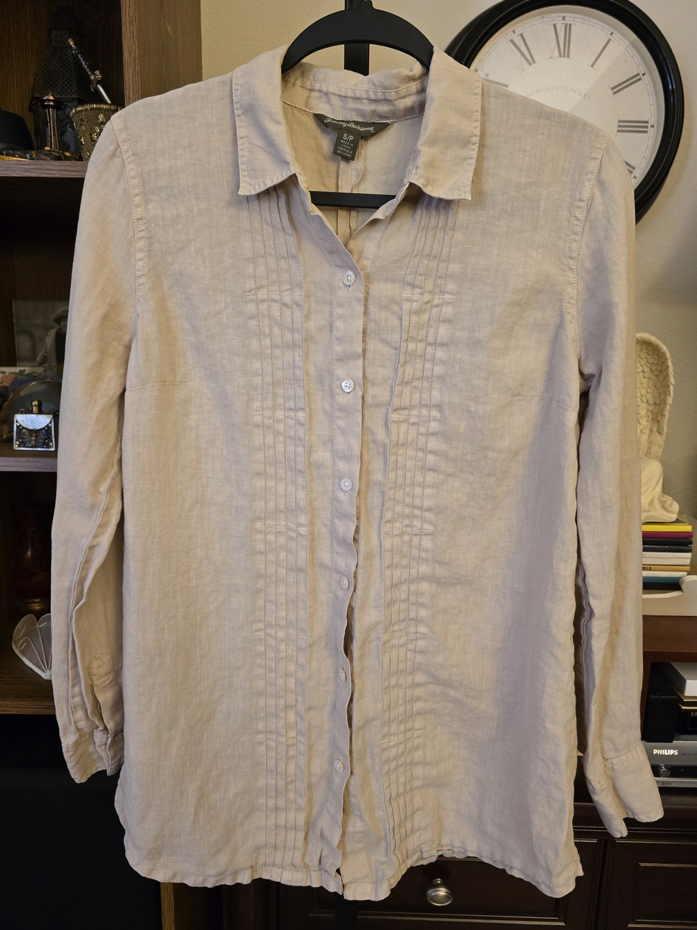 Tommy Bahama Linen Button Front Shirt Cottegecore Minimalist Beige Size Small - Picture 2 of 5